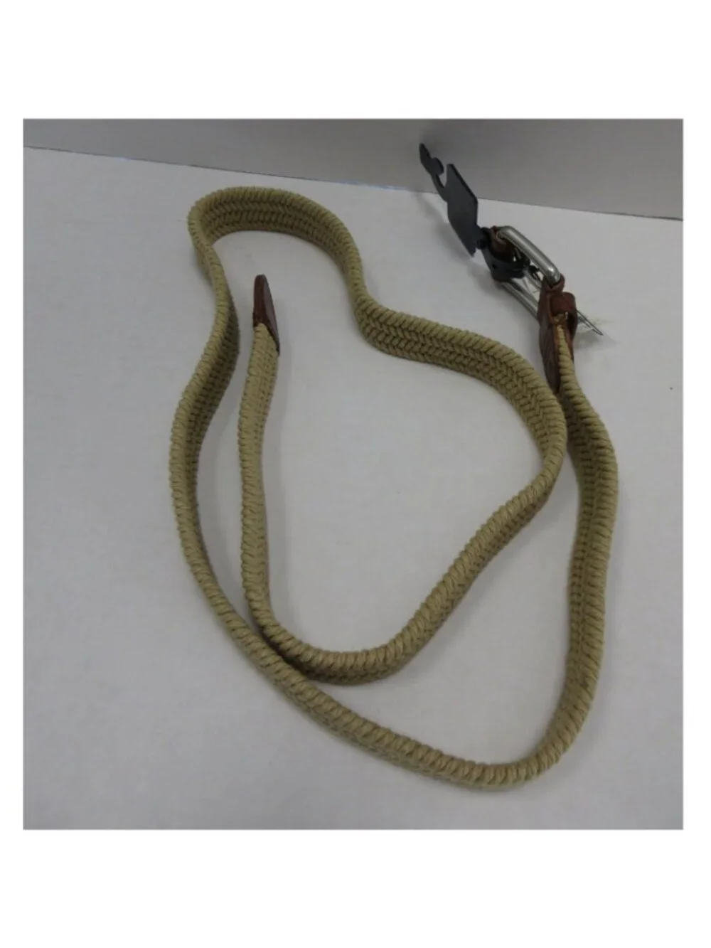 VGT Polo Ralph Lauren Belt 42 Braided Rope Silver Buckle Leather Trim